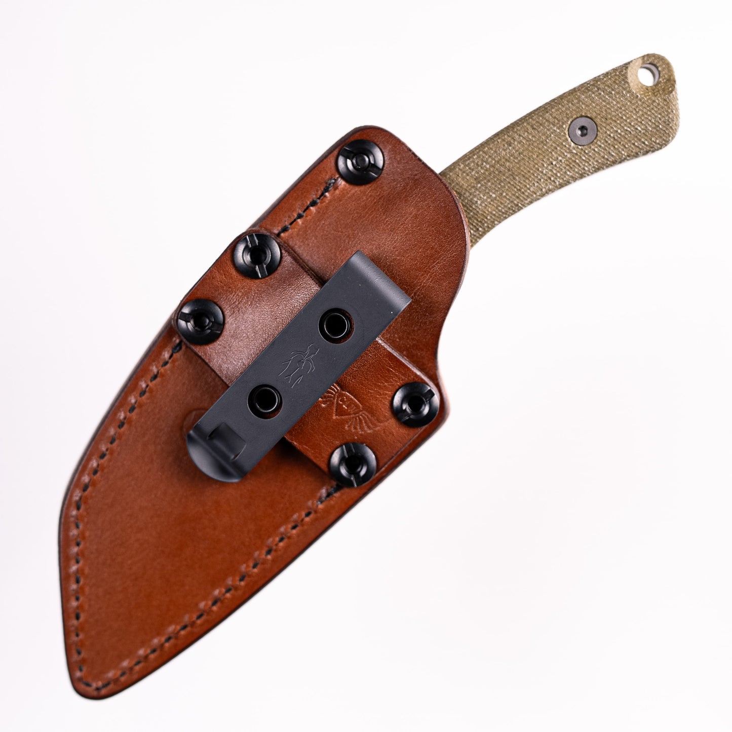 Tactile Knife Co Redhawk Fixed Blade 2.75in Tumbled Magnacut Blade Green Micarta Handles Leather Sheath