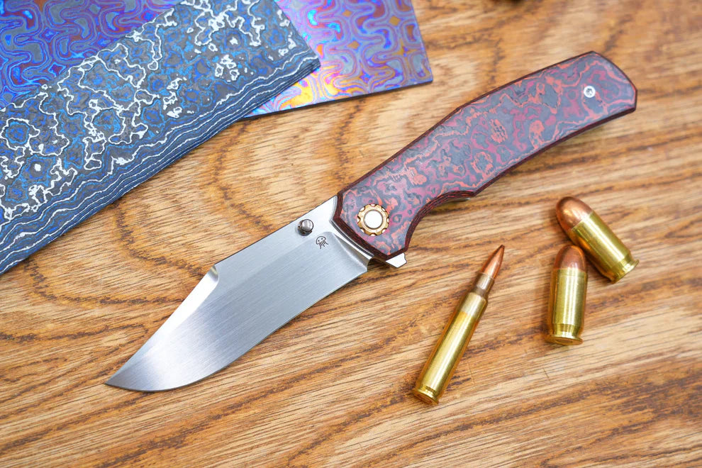 North Mountain Blade Generation Jellyfish 4th Generation 3.5in M390 Blade Red Ceramic Carbon Fiber Handle