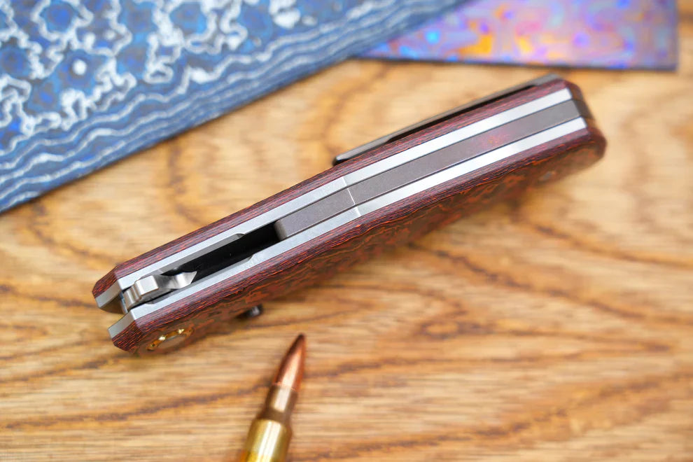North Mountain Blade Generation Jellyfish 4th Generation 3.5in M390 Blade Red Ceramic Carbon Fiber Handle