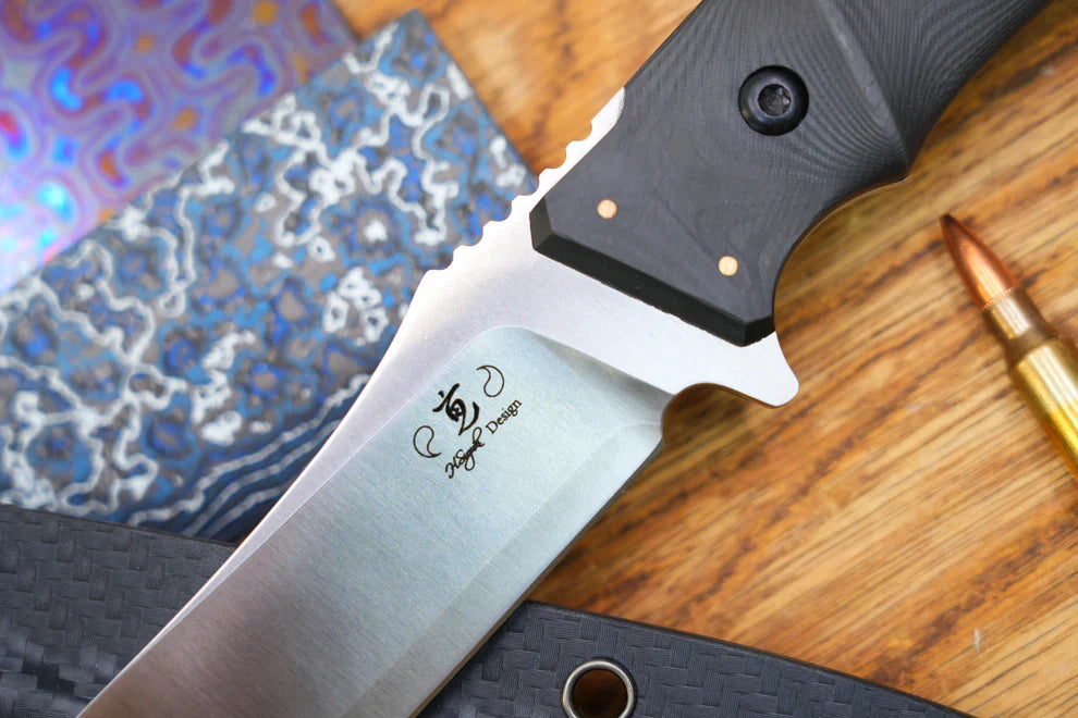 North Mountain Blade Utility A Hiroshii Handmade Japanese SKD11 Steel Carbon Fiber Handle