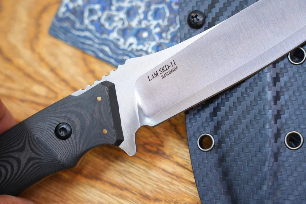 North Mountain Blade Utility A Hiroshii Handmade Japanese SKD11 Steel Carbon Fiber Handle
