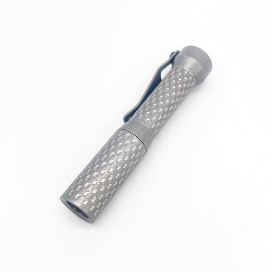 Dawson Machine Craft Divot Slimmer Titanium EDC Flashlight â€“ Tumbled Finish, 10440 Battery Compatible