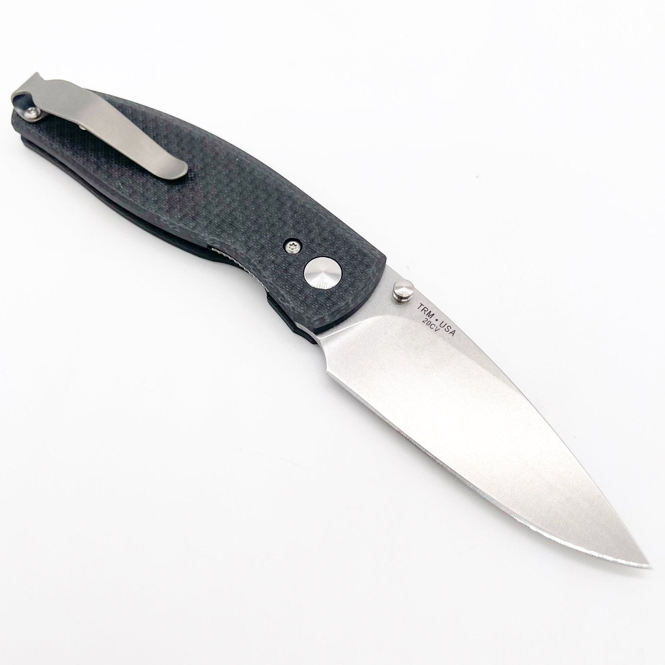 Three Rivers Mfg Neutron 2 Folding Knife 3in CPM 20CV Steel Textured Carbon Fiber Handles