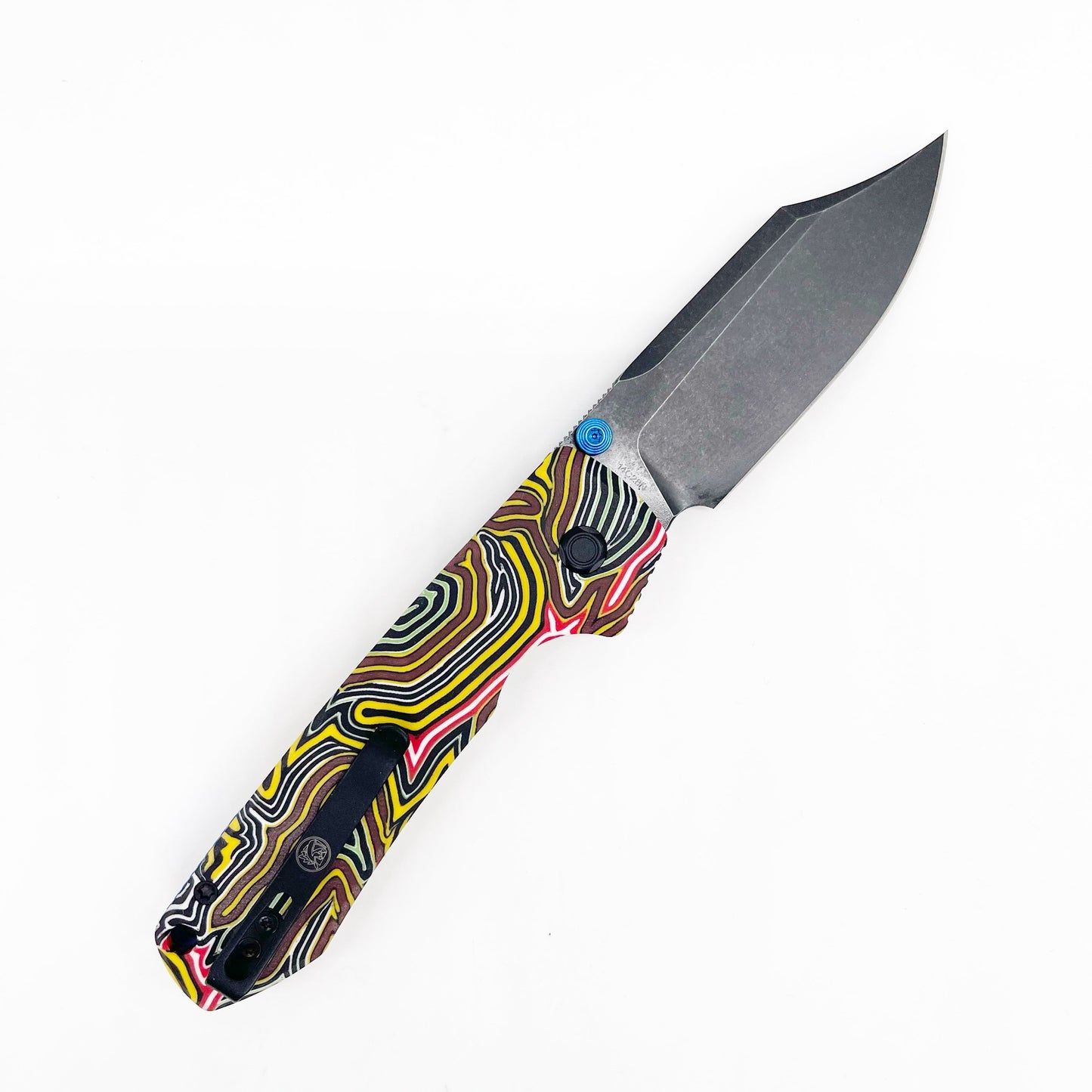 Vosteed Raccoon 14C28N Blackwash Bowie Blade Arcade Pattern G10 Handle