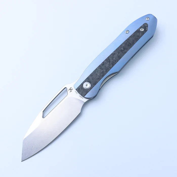Thunderhead Stonewashed CPM S35VN Blue Titanium with Shred Carbon Fiber Inlay