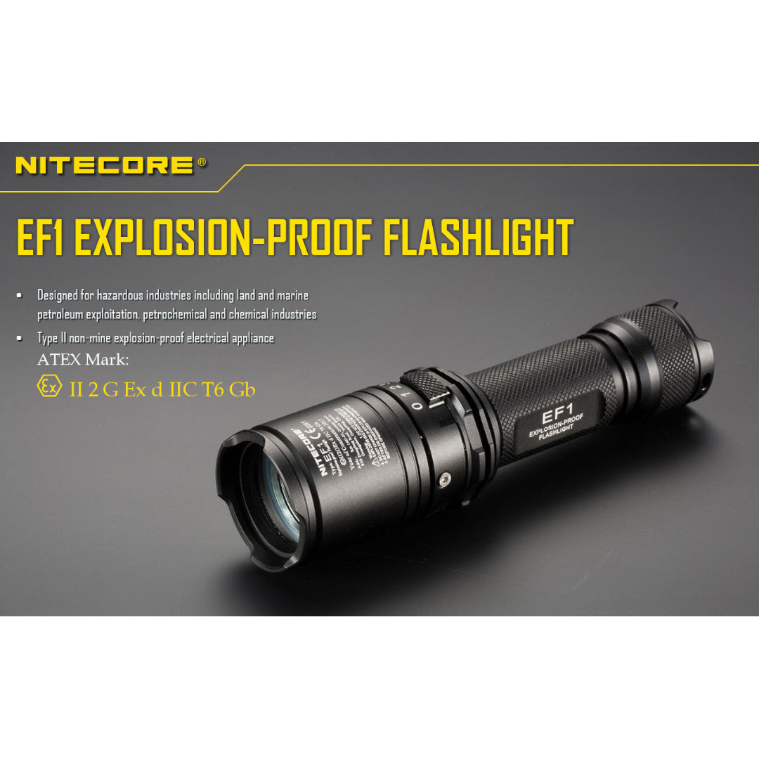 Nitecore EF1 Explosion Proof 1x 18650 / 2x CR123 830 Lumens CREE XM-L2 U3 LED Flashlight