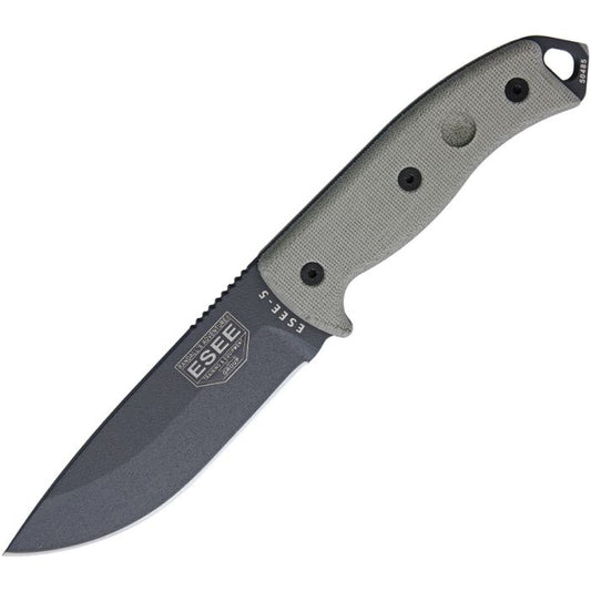 ESEE Knives Model 5 Tactical Gunsmoke Gray 1095HC Micarta Scales