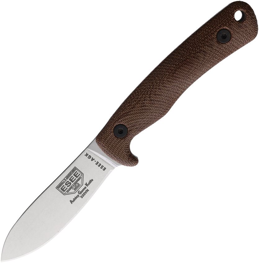 ESEE Ashley Emerson Game Knife 3.5in S35VN Steel Blade Brown Micarta Handles