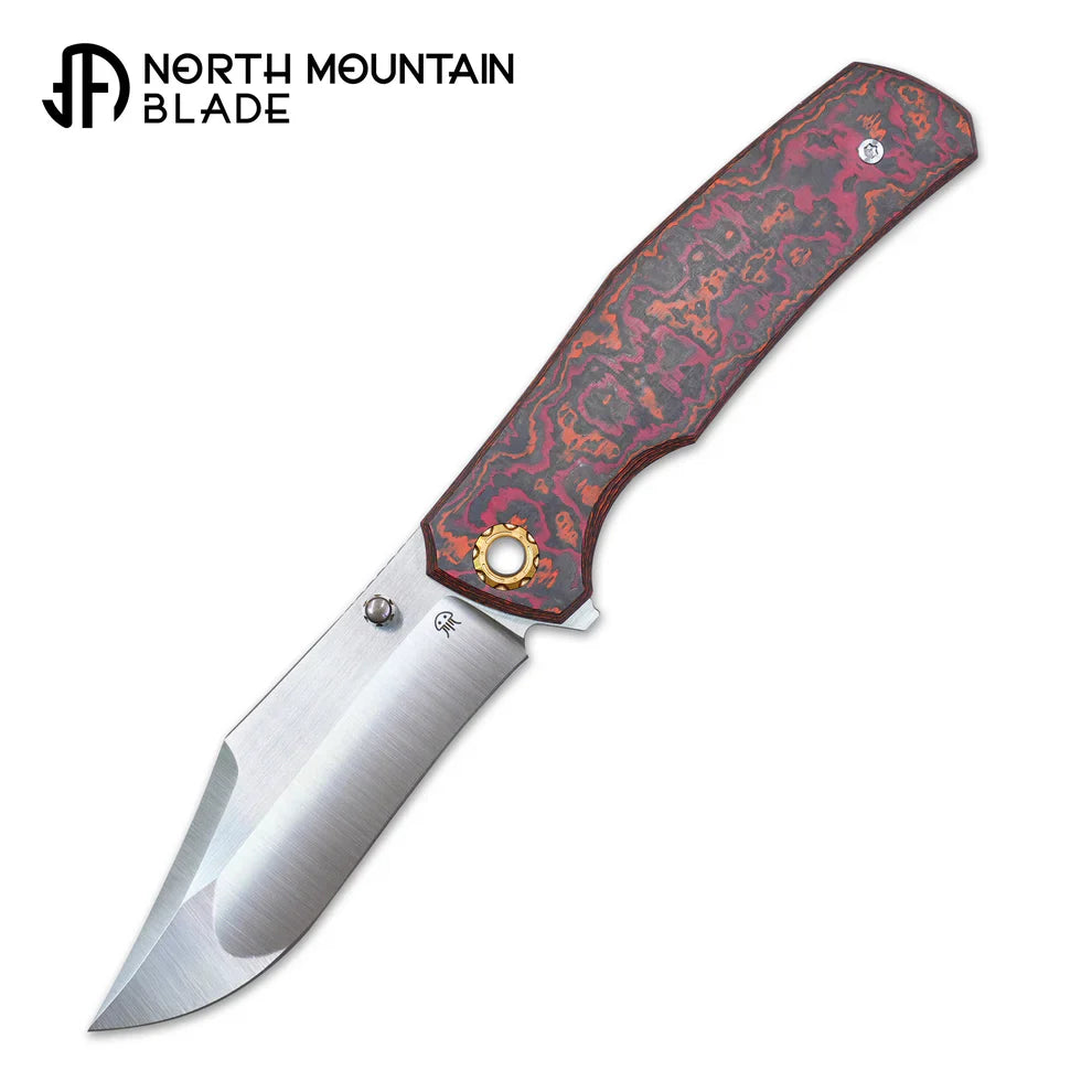 North Mountain Blade Jellyfish-4thGen-RedOrange front view folding knife