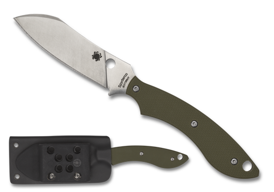 Spyderco Stok Drop Point Fixed Blade 2.95in 8Cr13MoV Blade OD Green G-10 Handles - FB50GPOD