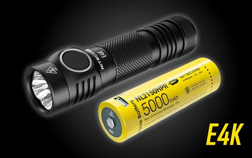 Nitecore E4K 4400 Lumen USB-C Rechargeable Flashlight 1 x 21700 Battery 4x CREE XP-L2 V6 LED