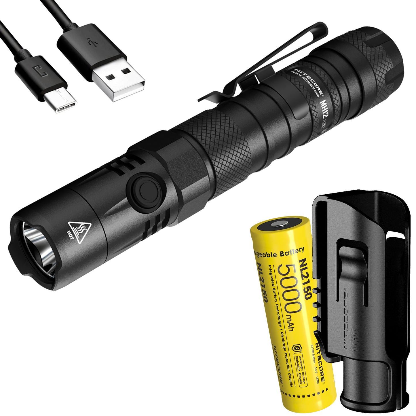 NITECORE MH12 v2 1200 Lumen USB-C Rechargeable Flashlight with 5000mAh Battery