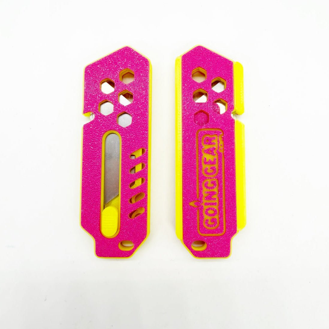 Going Gear Utility Knife – Pink w/ Glow Yellow Replaceable Blade EDC Knife