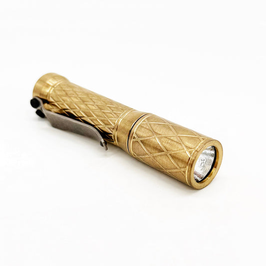 Dawson Machine Craft Diamond Slim Satin Bronze Flashlight 14500 Cell Nichia 519a 4500k LED H17x Driver - Made in USA