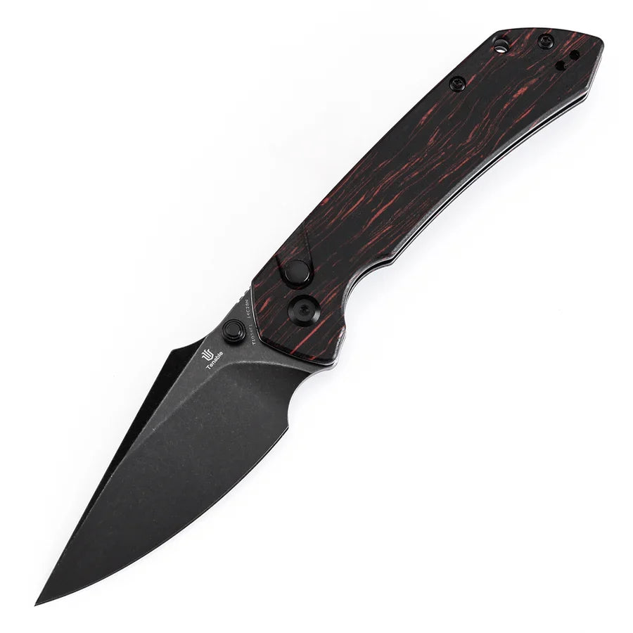 Tenable Fenrir T1034F1 – 3.45" Blackwash 14C28N Blade, Black & Red G-mascus Handle