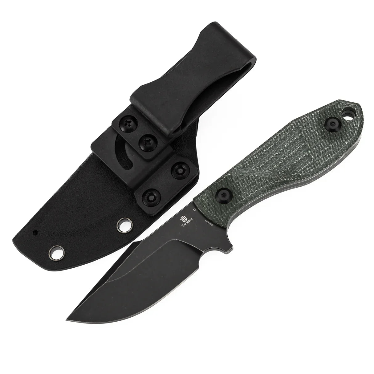 Tenable Tiny Dancer G014A6 – 3.17" Blackwash D2 Drop Point Blade, Green Micarta Handle, Fixed Blade EDC Knife – Designed by JB Stout
