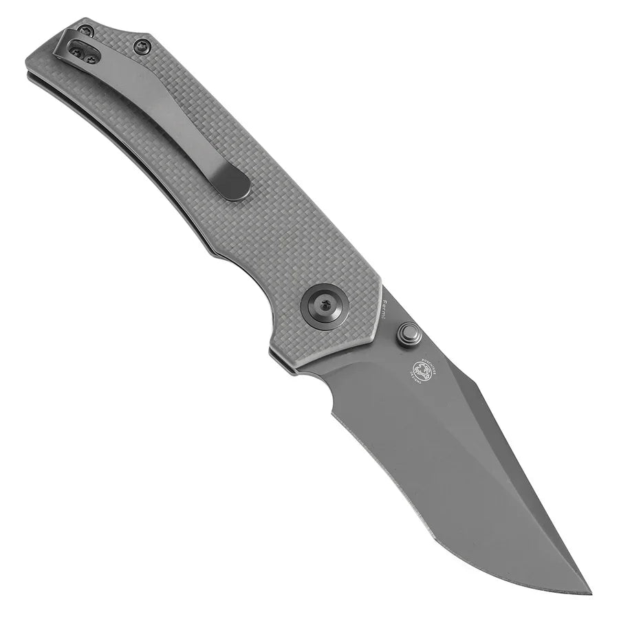 Tenable Fermi T1122A5 – 3.11" Gray TiCN-Coated 14C28N Blade, Light Sand G10 Handle with Liner Lock