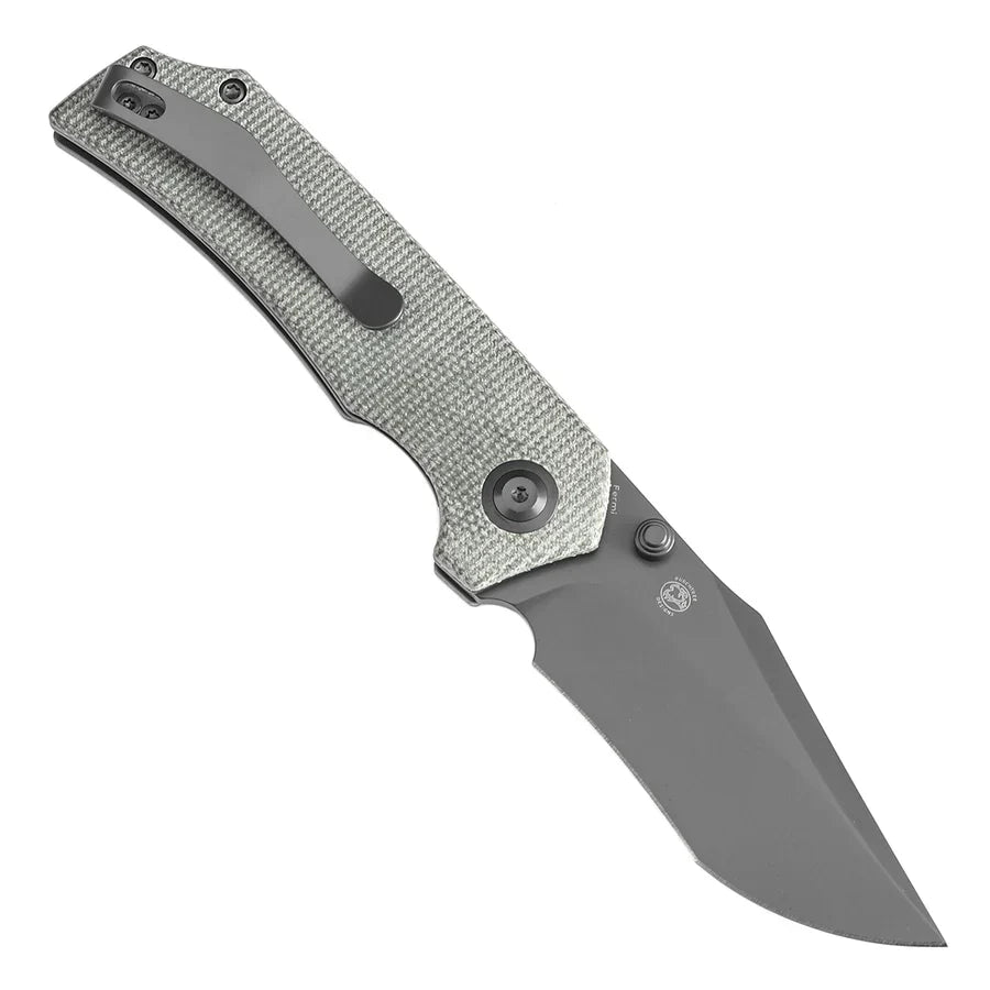 Tenable Fermi T1122A4 – 3.11" Gray TiCN-Coated 14C28N Blade, Green Micarta Handle with Liner Lock