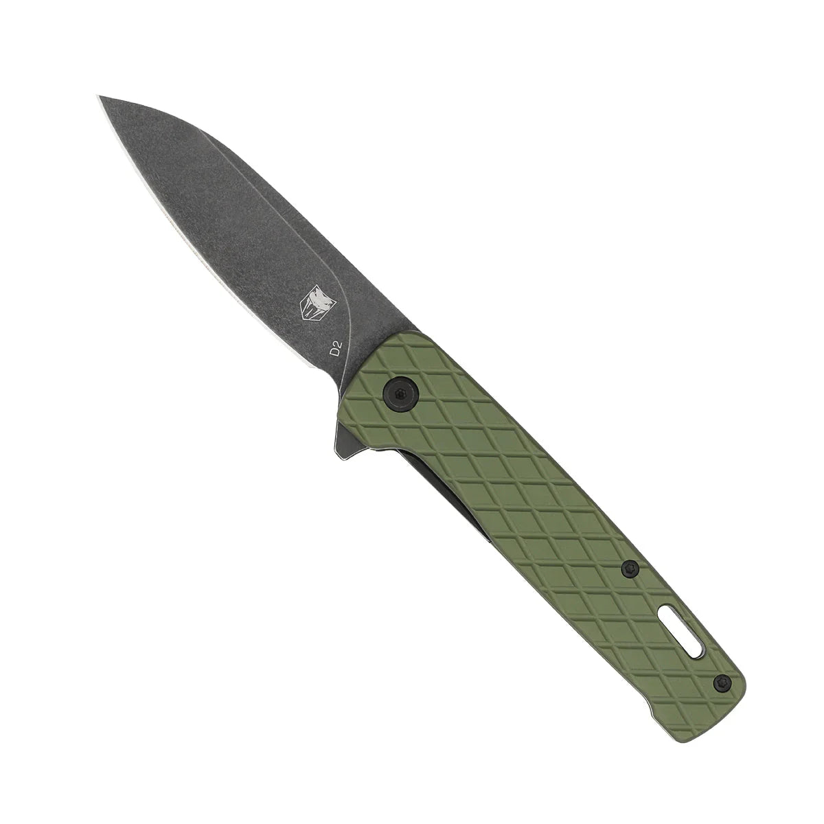 CobraTec Knives Gator 3.37 " D2 Stonewashed Green Aluminum Textured Handles CTGRNGATOR