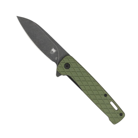 CobraTec Knives Gator 3.37 " D2 Stonewashed Green Aluminum Textured Handles CTGRNGATOR