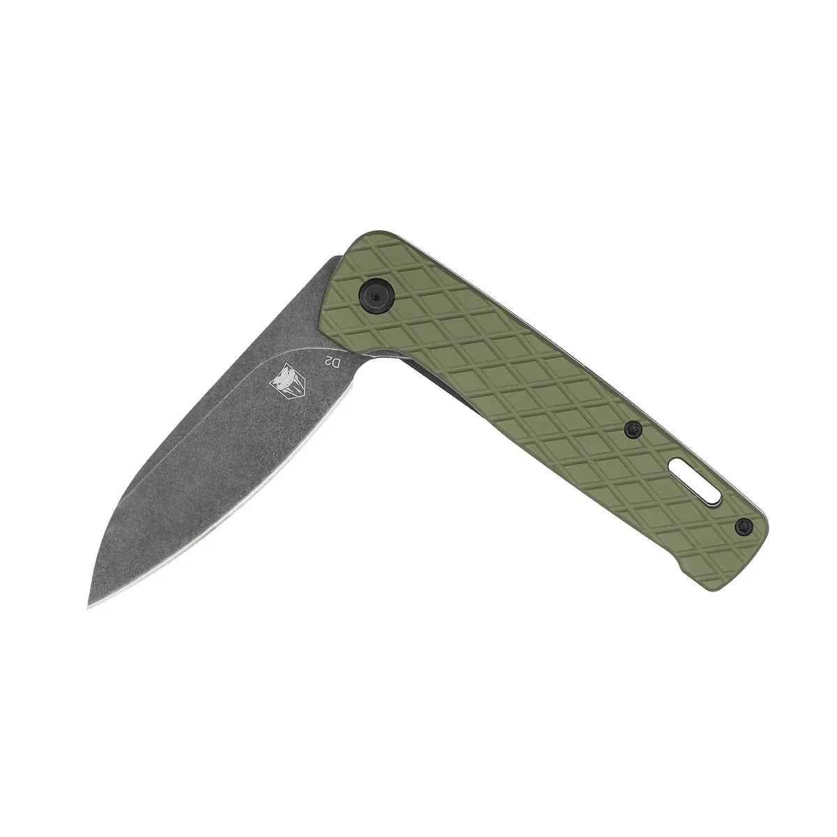 CobraTec Knives Gator 3.37 " D2 Stonewashed Green Aluminum Textured Handles CTGRNGATOR