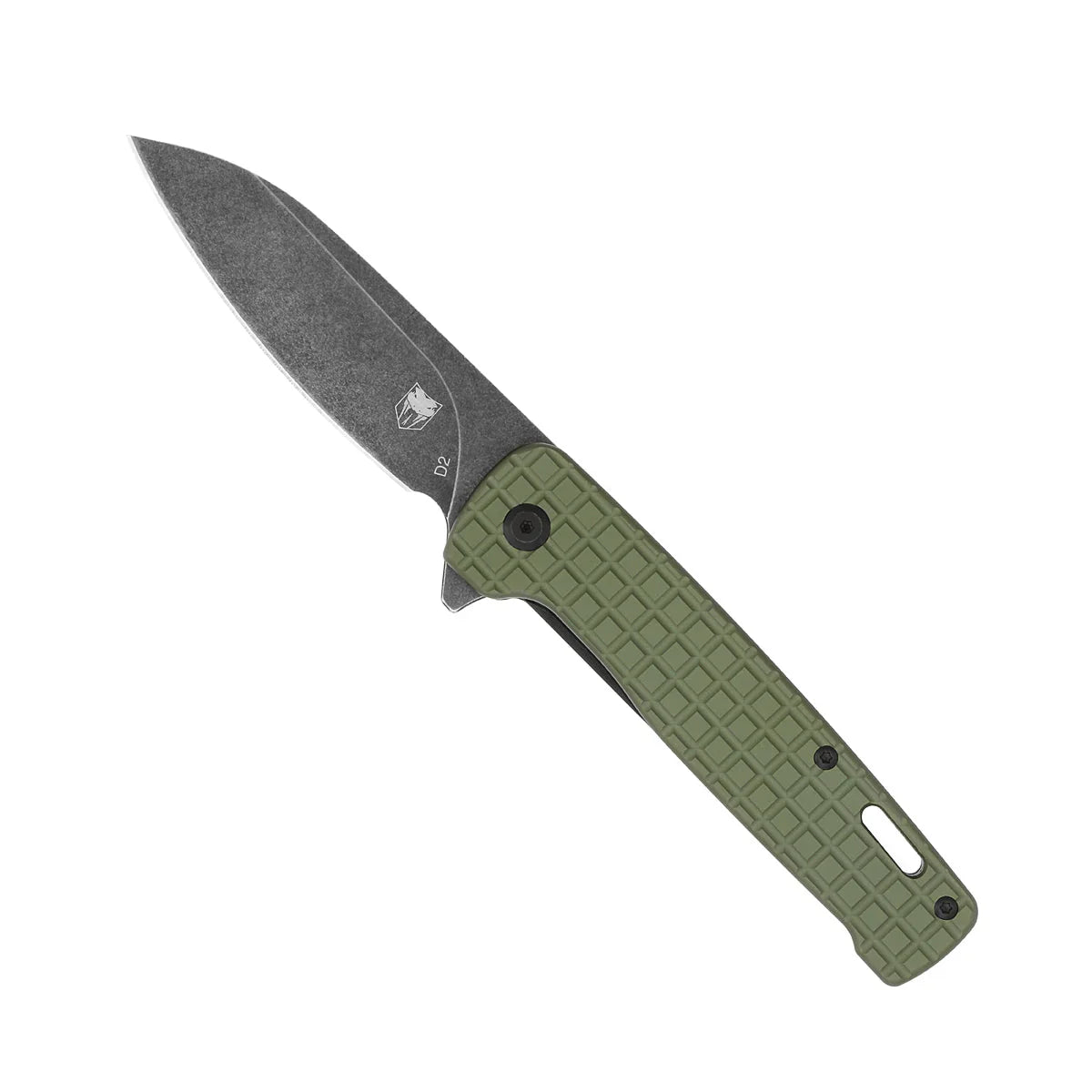 CobraTec Knives Rhino 3.37" D2 Stonewashed Blade Green Aluminum Textured Handles CTGRNRHINO