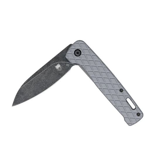 CobraTec Knives Gator 3.37in D2 Stonewashed Blade Grey Aluminum Textured Handles CTGRYGATOR