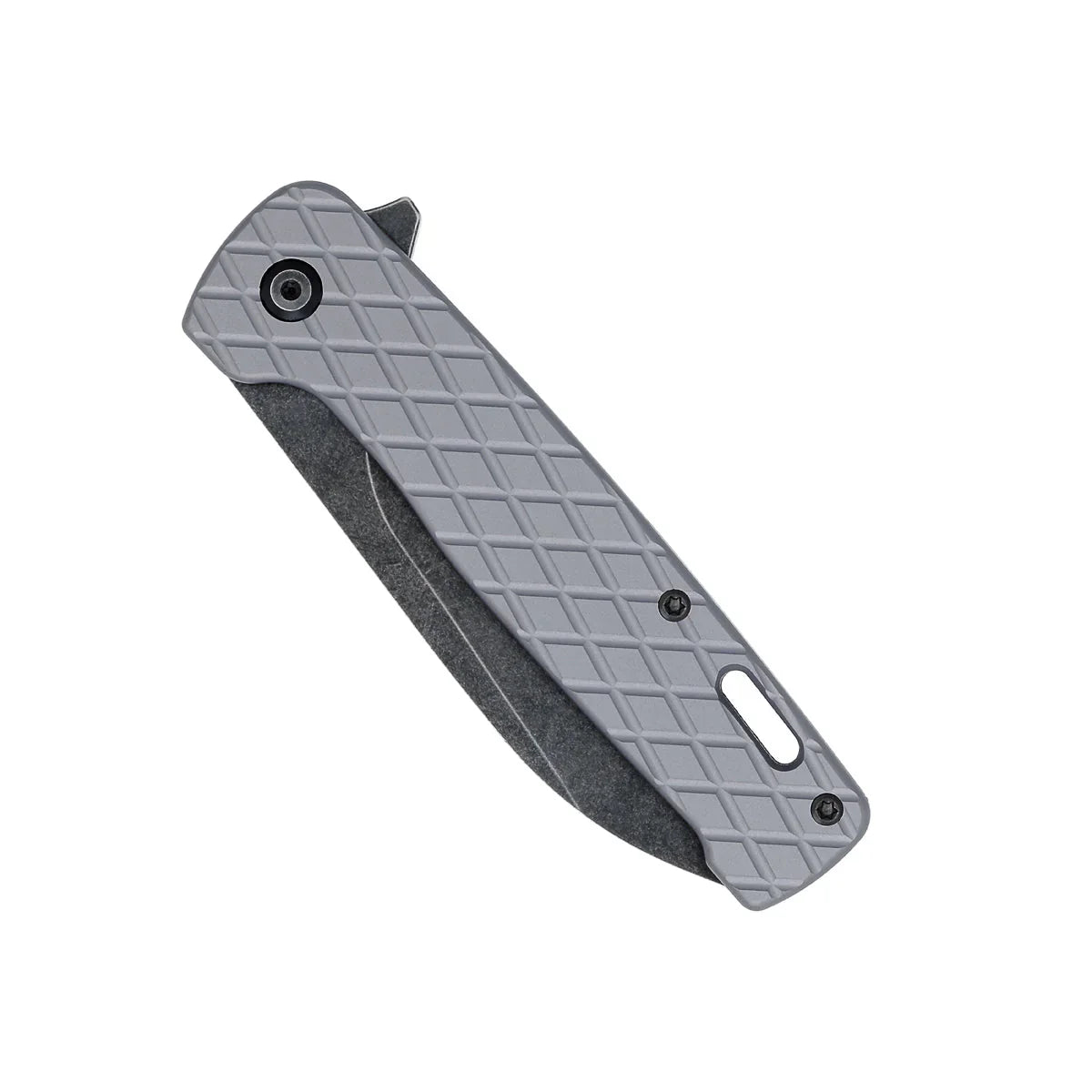 CobraTec Knives Gator 3.37in D2 Stonewashed Blade Grey Aluminum Textured Handles CTGRYGATOR