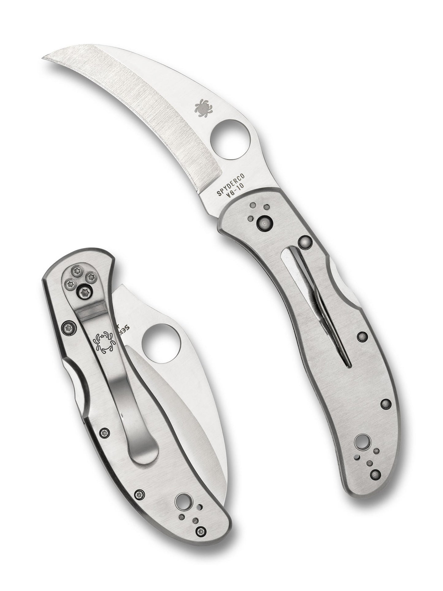 Spyderco Harpy C08P – 2.75" VG-10 Hawkbill Lockback Knife with Stainless Steel Handle