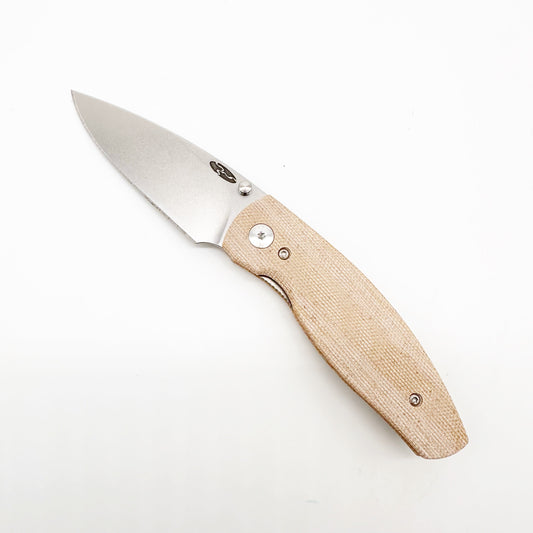 Three Rivers Mfg Neutron 2 Natural Canvas Micarta 3D Contoured Scales MAGNACUT Blade