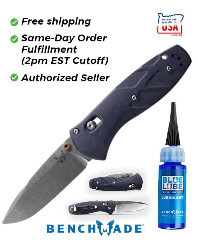 Benchmade Mini Barrage 585-03 – 2.91″ CPM-S30V drop point AXIS-Assisted folding knife, Blue Canyon Richlite