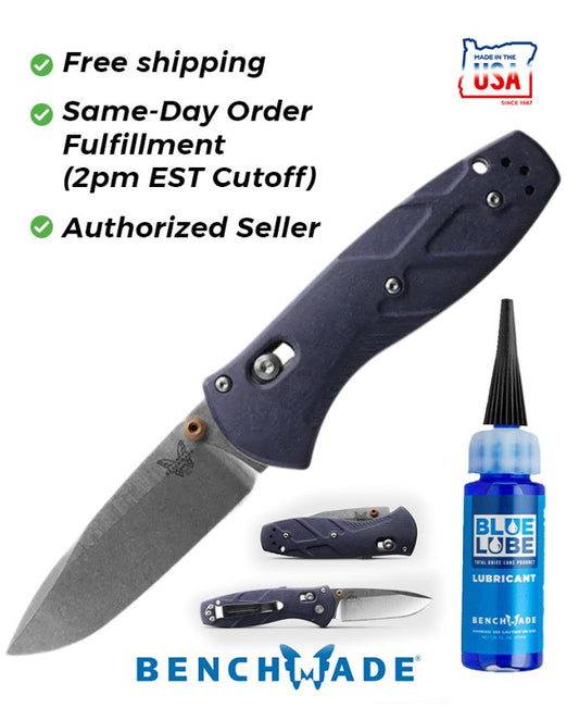 Benchmade Mini Barrage 585-03 – 2.91″ CPM-S30V drop point AXIS-Assisted folding knife, Blue Canyon Richlite