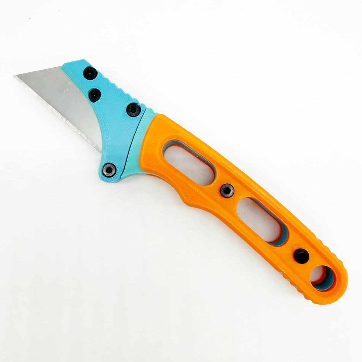 Going Gear Fixed Blade Utility Knife - Blue Frame w/ Orange Handles