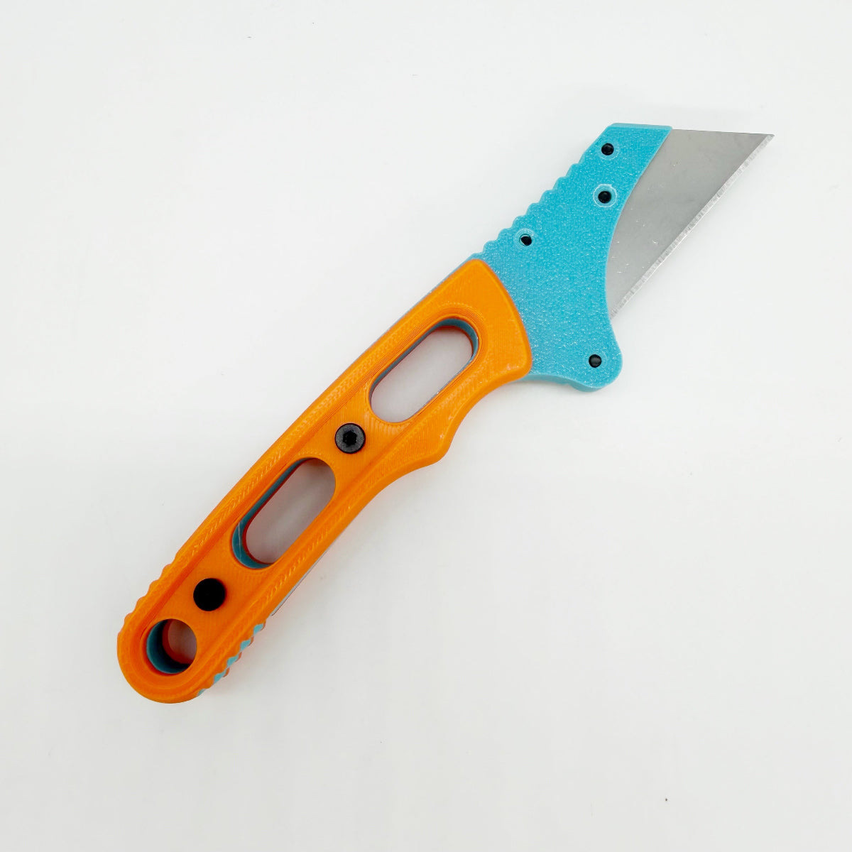 Going Gear Fixed Blade Utility Knife - Blue Frame w/ Orange Handles