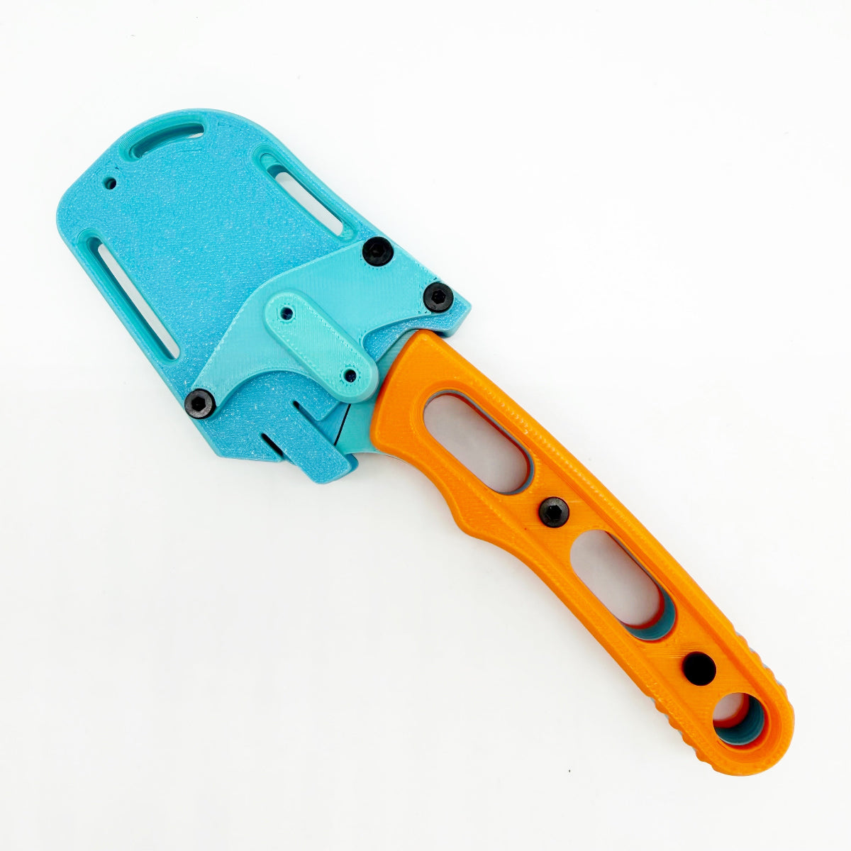Going Gear Fixed Blade Utility Knife - Blue Frame w/ Orange Handles