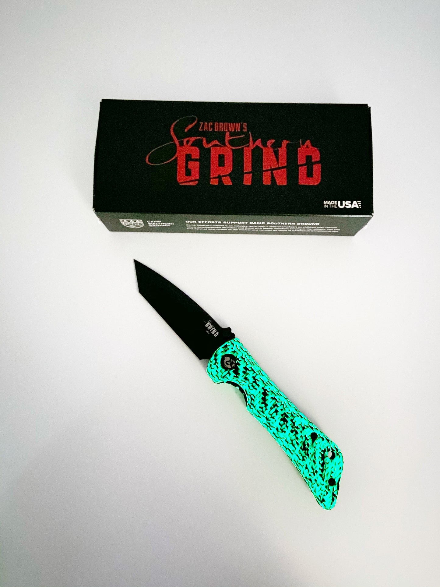 Southern Grind Spider Monkey GLOW Series Black PVD Tanto S35VN Carbon Fiber Folding Knife