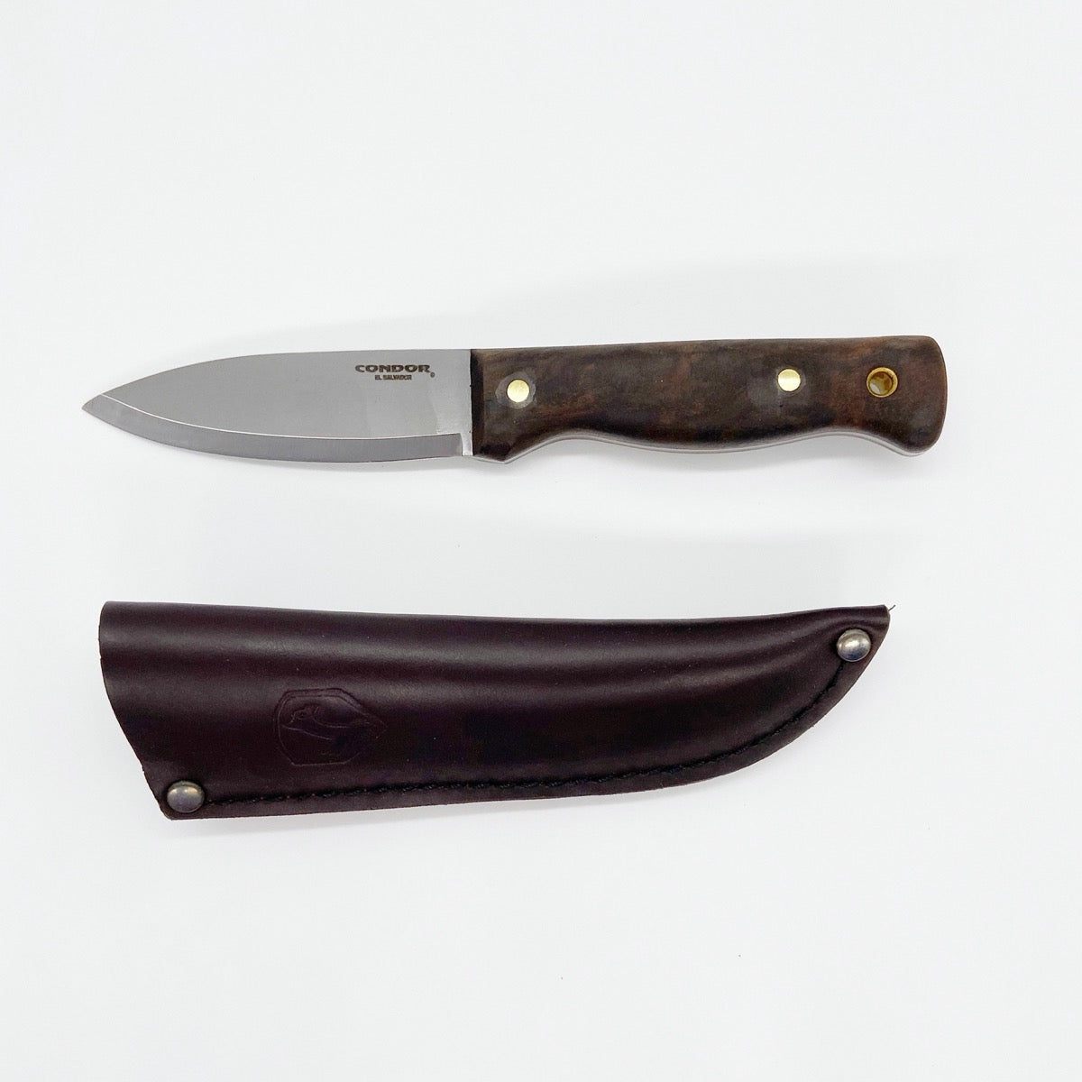Condor Bushlor Full Tang Fixed Blade Fixed 4.3in 1075 High Carbon Steel Blade With a Walnut Hardwood Handle and a Hand Crafted Leather Sheath - GoingGear.com