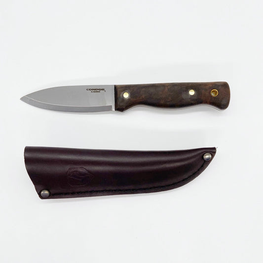 Condor Bushlor Full Tang Fixed Blade Fixed 4.3in 1075 High Carbon Steel Blade With a Walnut Hardwood Handle and a Hand Crafted Leather Sheath - GoingGear.com