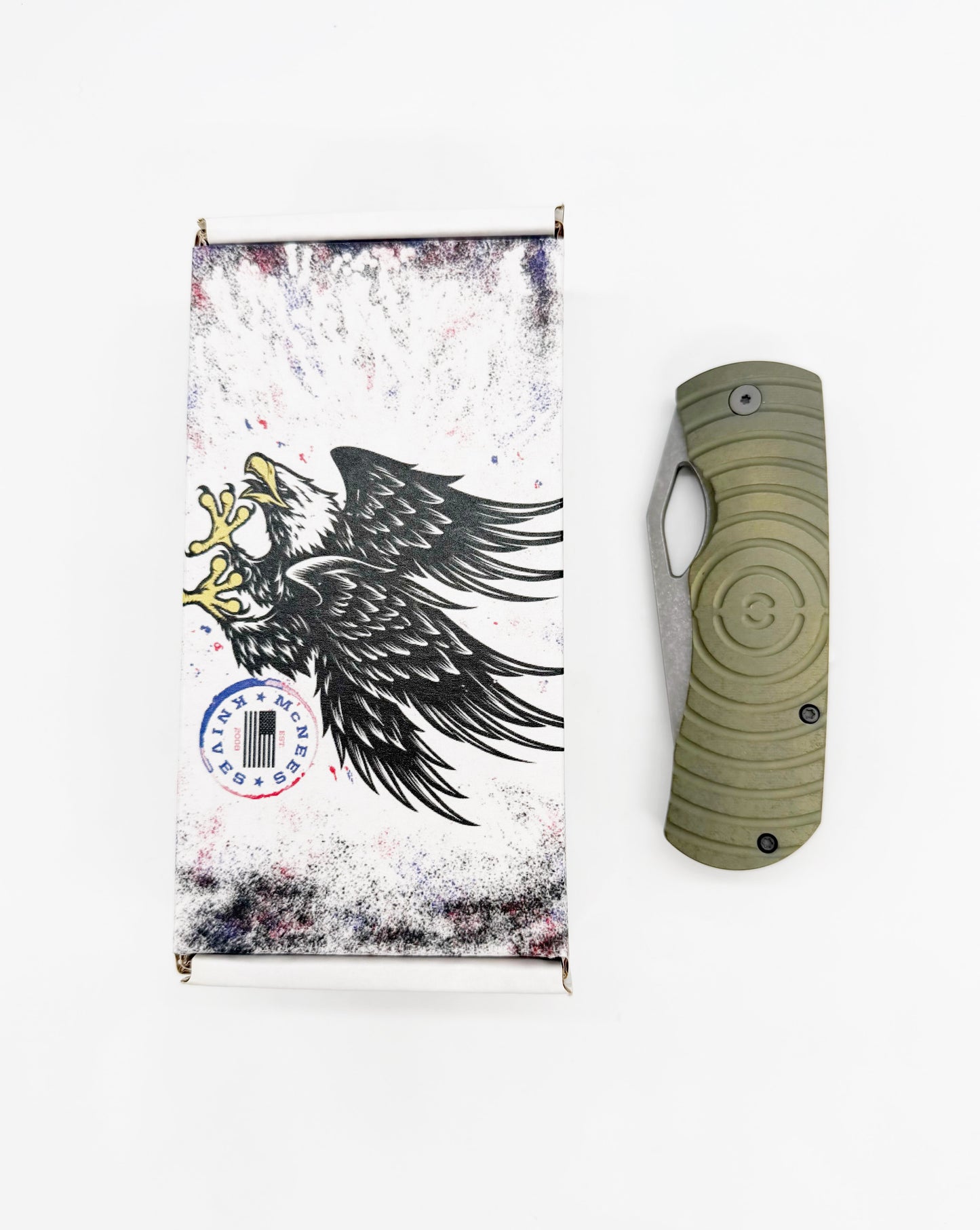 McNees Knives Dixon – 3.75" MagnaCut Frame Lock Knife Shockwave Milled Green/Bronze Atomic Blade