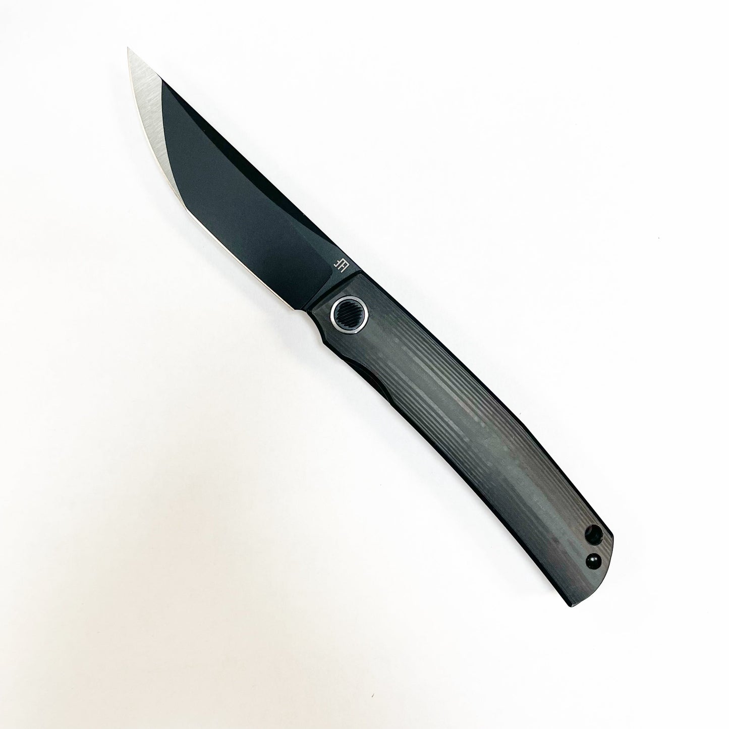 North Mountain Blade HIGO-Black-CF/TI front view folding knife