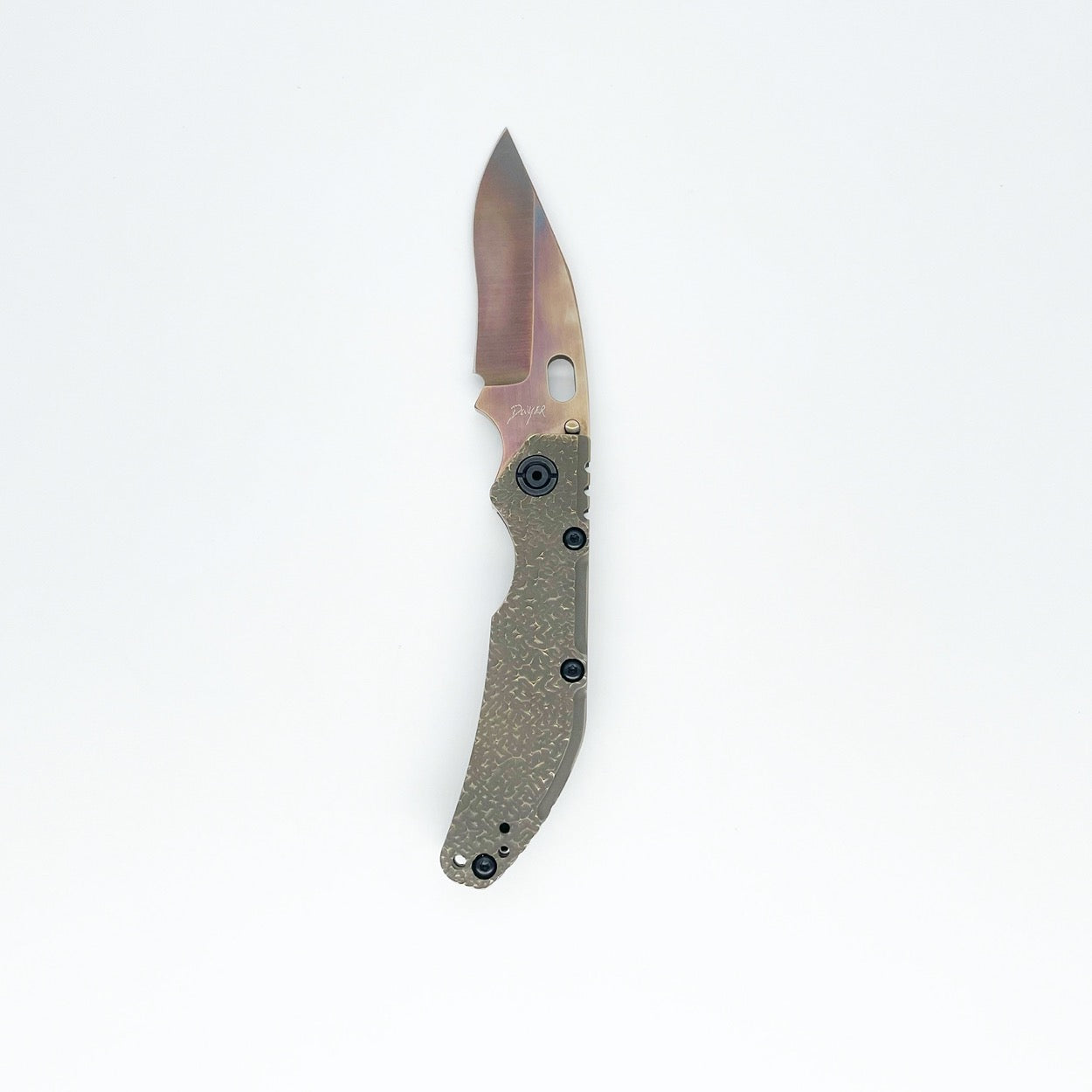 Dwyer Custom Goods DCG BBNL Recurve Bowie Folding Knife CarTech CTS XHP Alloy Blade Molten Titanium Handles