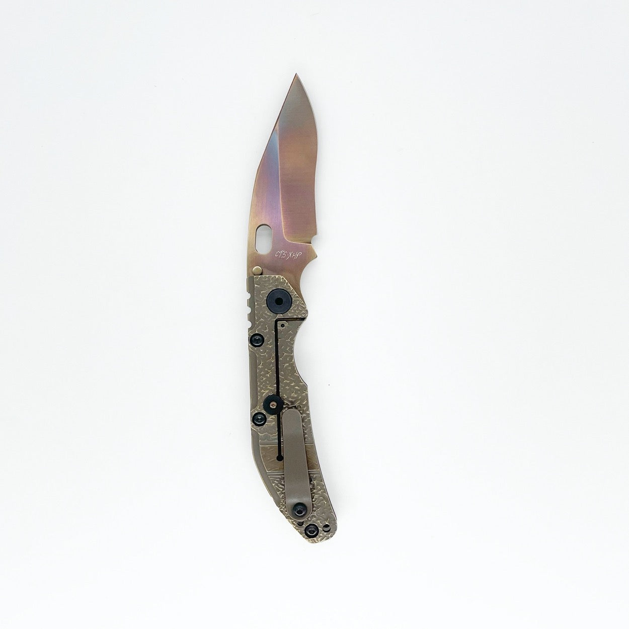 Dwyer Custom Goods DCG BBNL Recurve Bowie Folding Knife CarTech CTS XHP Alloy Blade Molten Titanium Handles