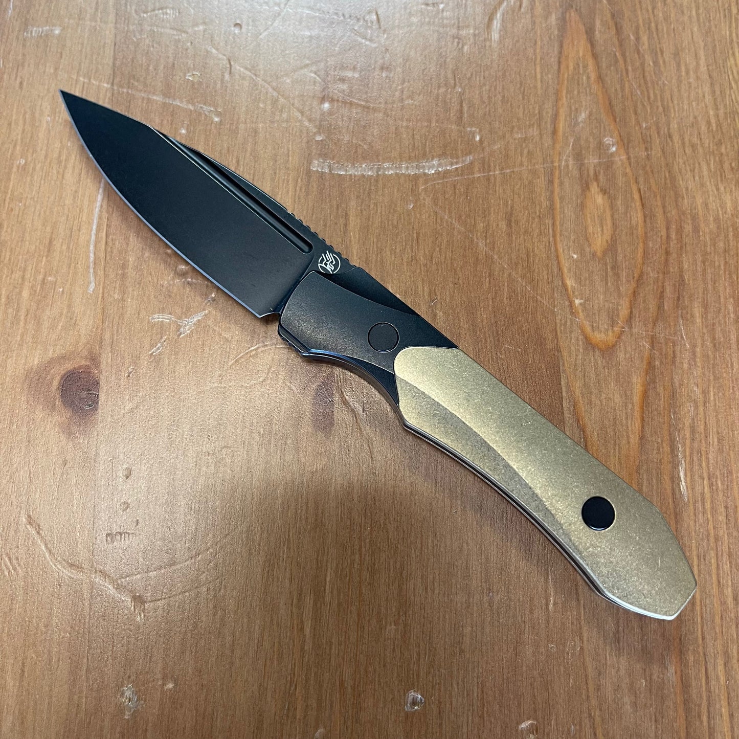 Griffin X Limited EDC Fixed Blade 2.79in Magnacut Steel Stonewashed Brass Handles