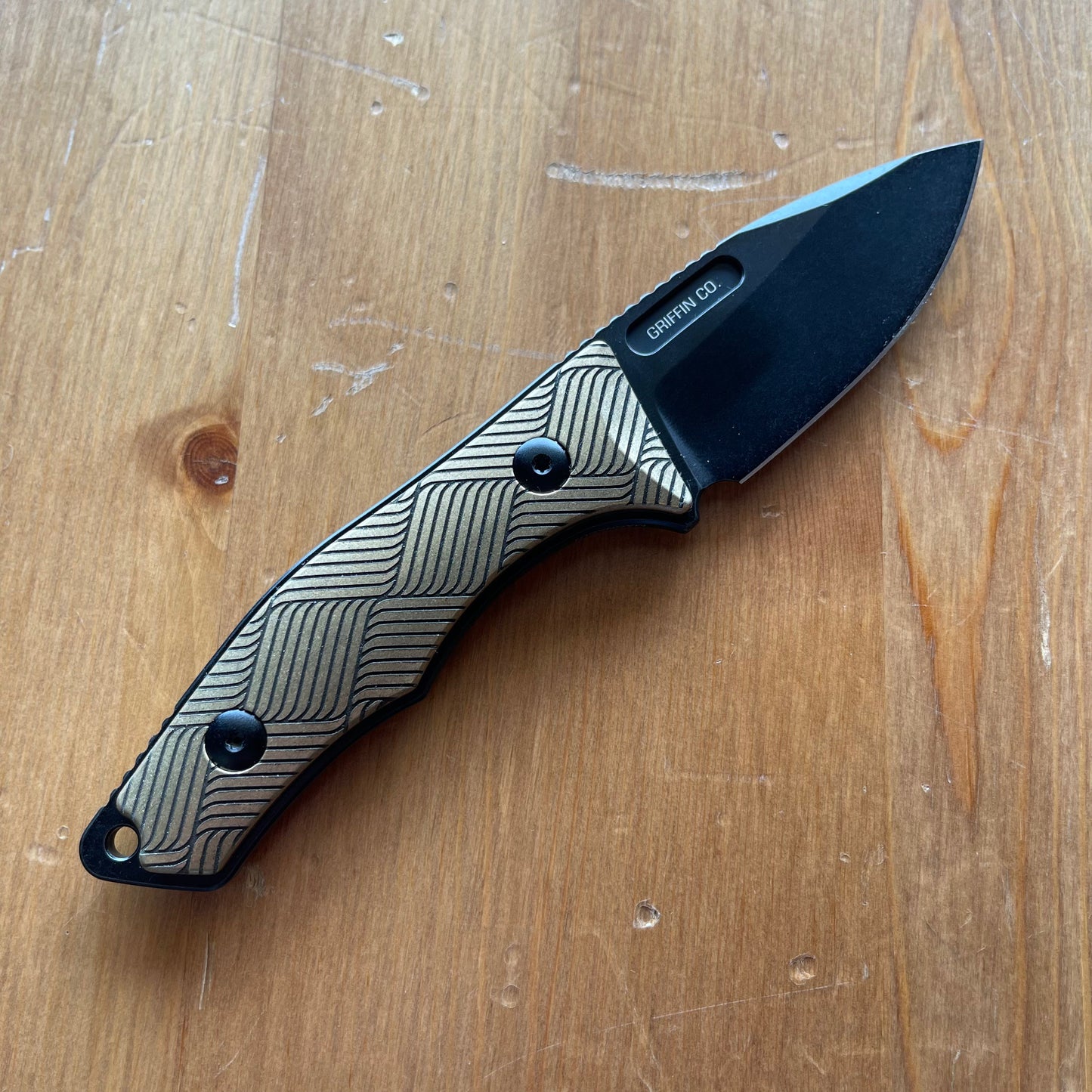 Griffin Scout 2.5 Fixed Blade 2.5in Magnacut Steel Brass Handles Kydex Sheath Included