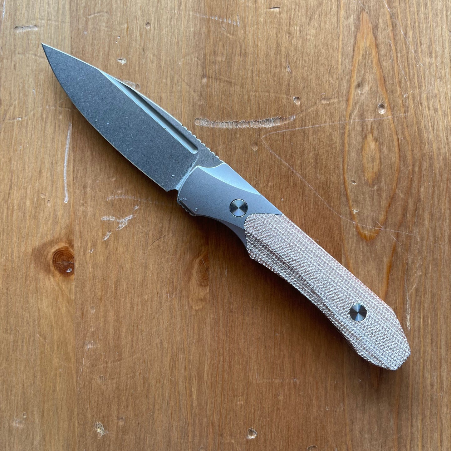 Griffin X Limited EDC Fixed Blade 2.79in Magnacut Steel Titanium / Natural Micarta Handles