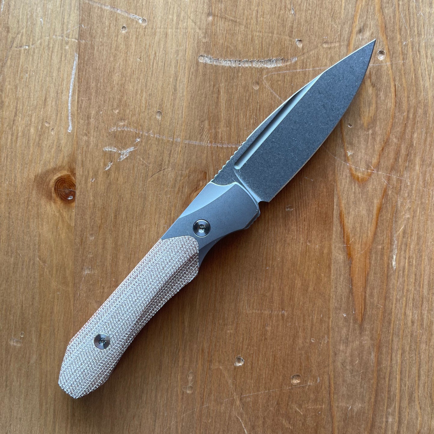 Griffin X Limited EDC Fixed Blade 2.79in Magnacut Steel Titanium / Natural Micarta Handles
