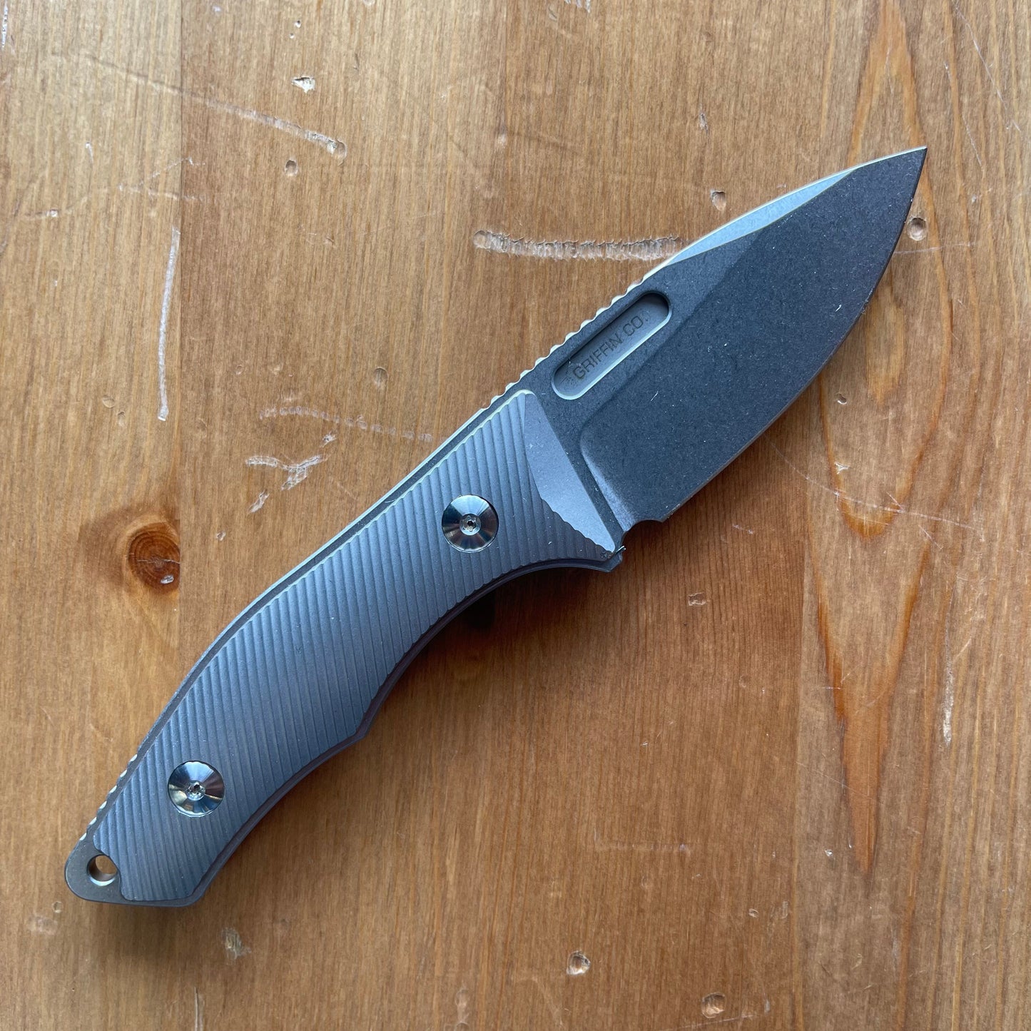 Griffin Scout 2.5 Fixed Blade 2.5in Magnacut Steel Textured Titanium Handles Kydex Sheath Included