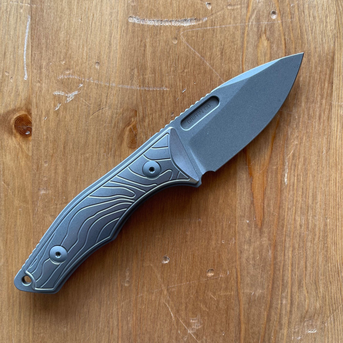 Griffin Scout 2.5 Fixed Blade 2.5in Magnacut Steel Topo Titanium Handles Kydex Sheath Included