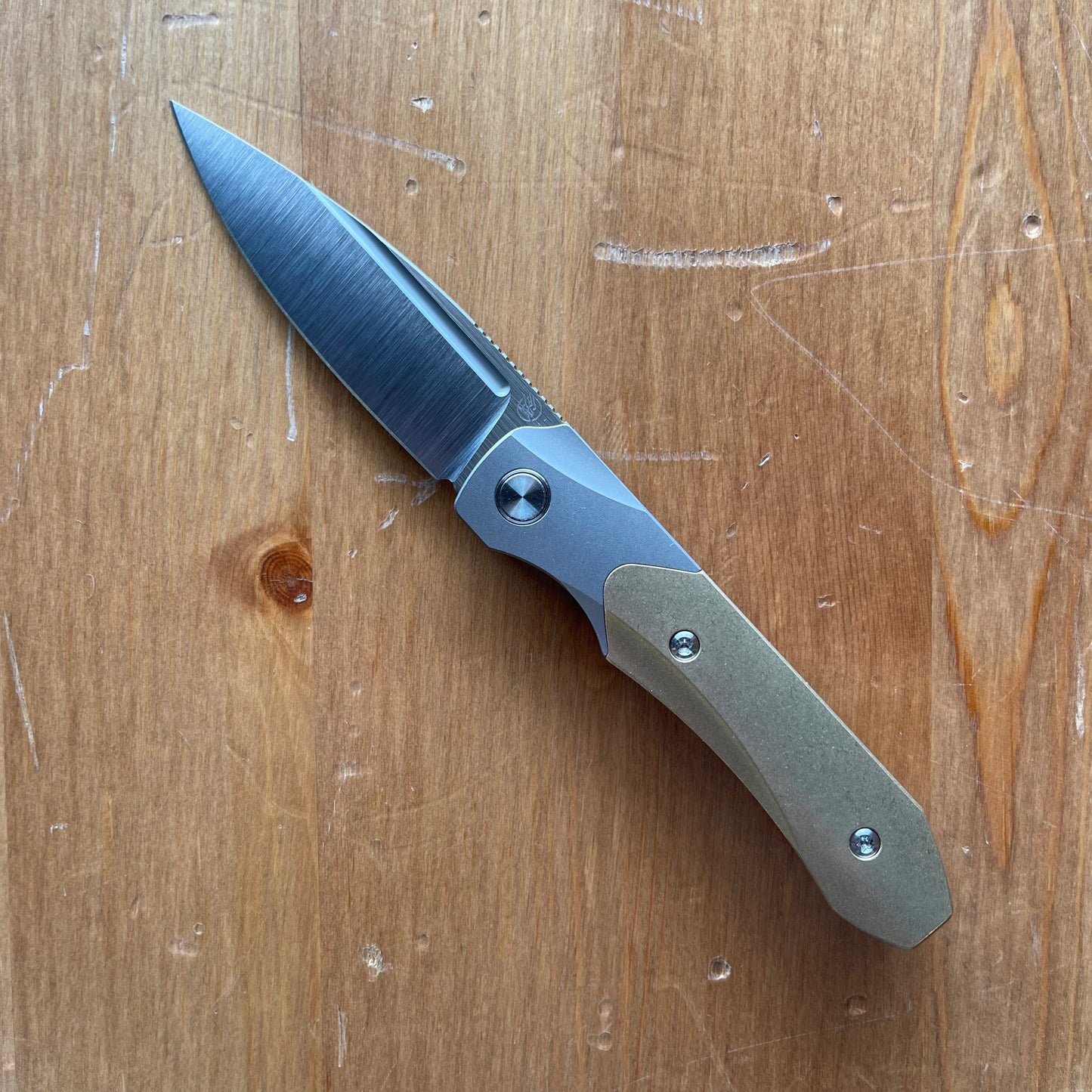 Griffin X Series 1946 Slip Joint Folding Knife 2.79in S90V Steel Titanium / Brass Handles