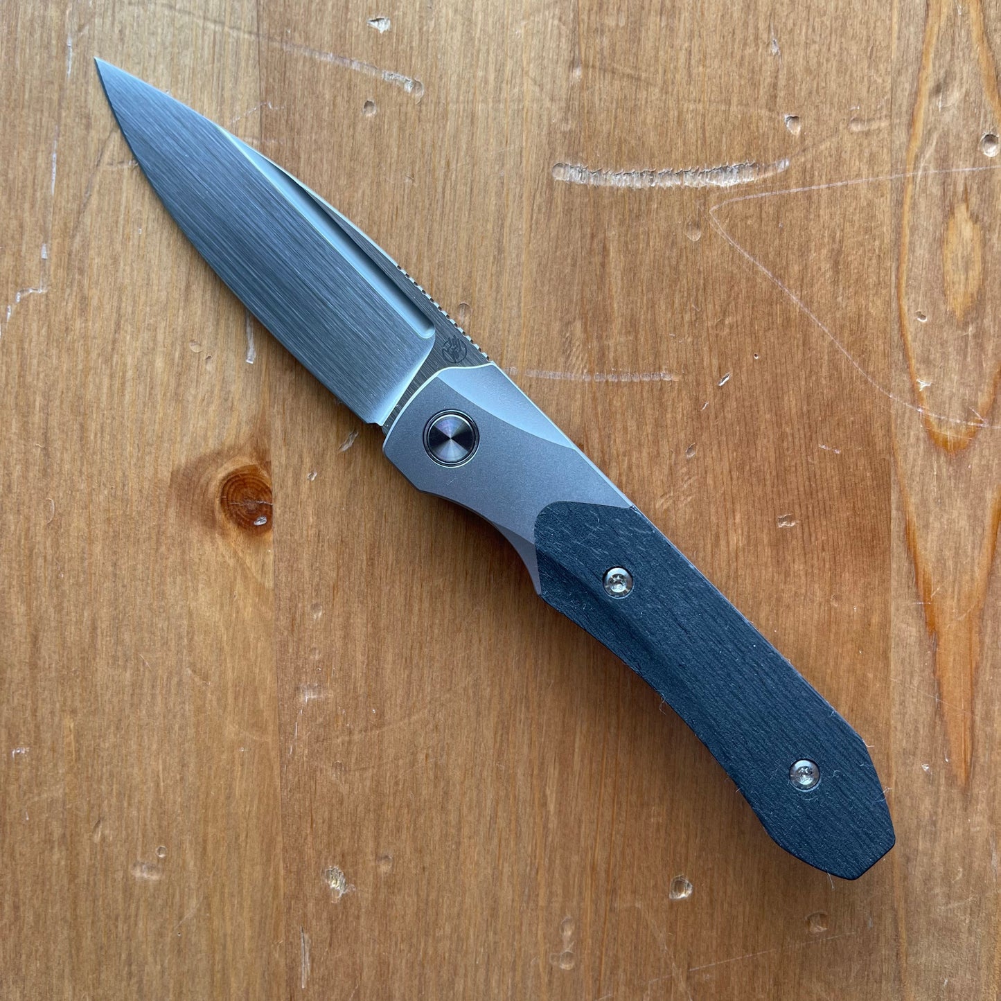 Griffin X Series 1946 Slip Joint Folding Knife 2.79in S90V Steel Titanium / Black Fat Carbon Handles